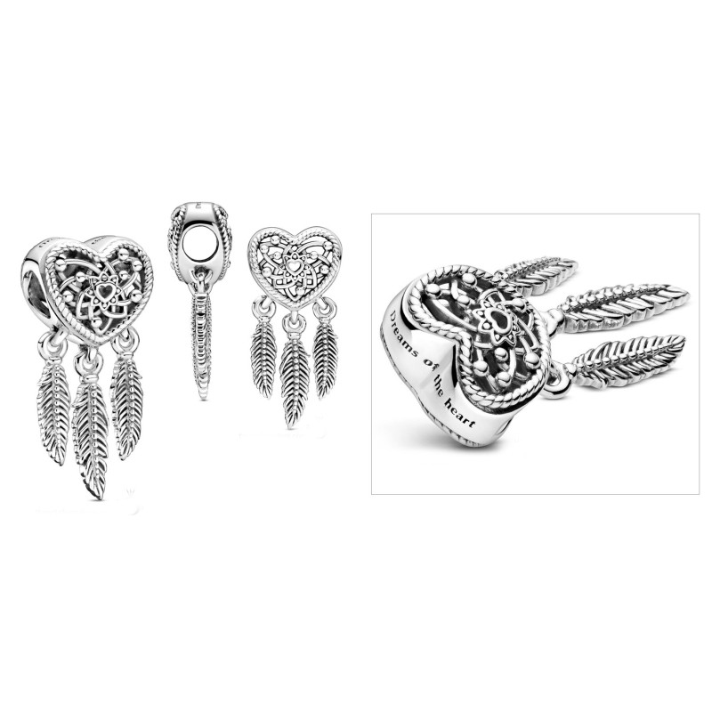 Charm Atrapasueños Corazón en filigrana y Plumas 799107C00 | Joyerí...