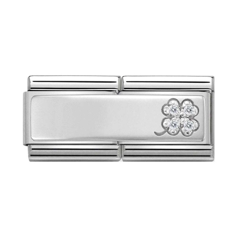 Link grabable Doble de Plata con Trebol 330731 11 | Joyería River