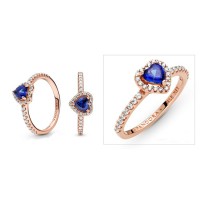 Anillo corazón elevado azul brillante 188421C01 | Joyería River