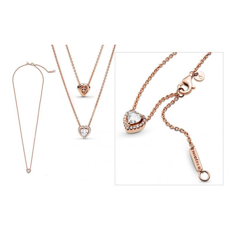 Collar corazón elevado brillante rosé 388425C01 | Joyería River