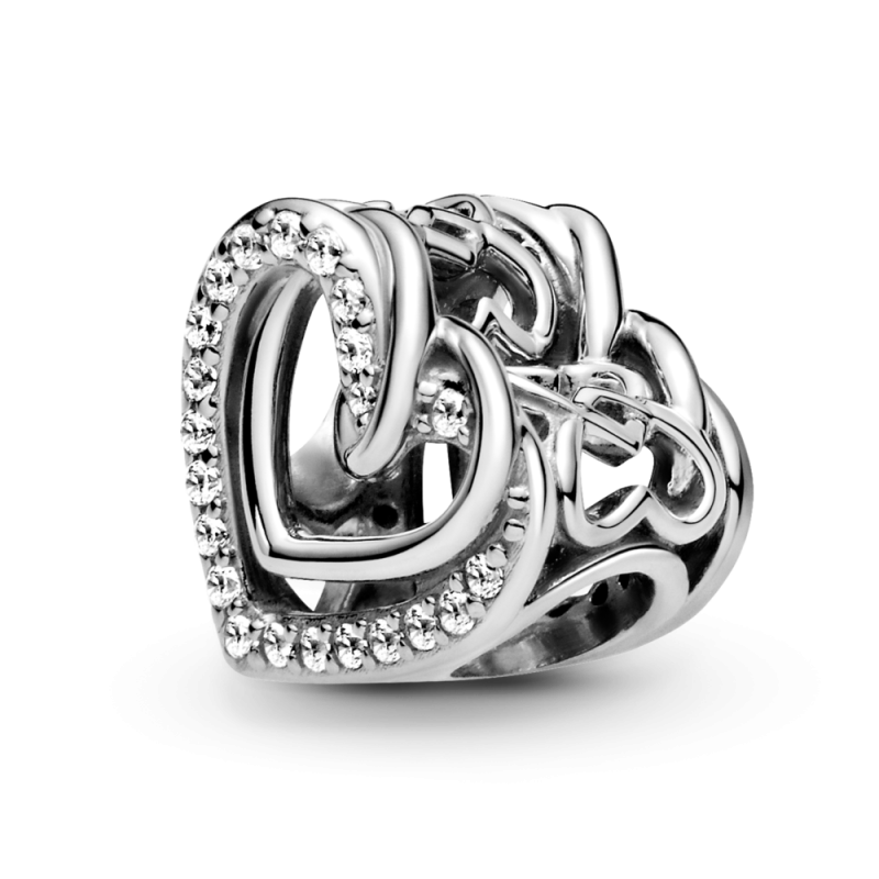 Charm plata Corazones Brillantes Entrelazados 799270C01 | Joyería R...