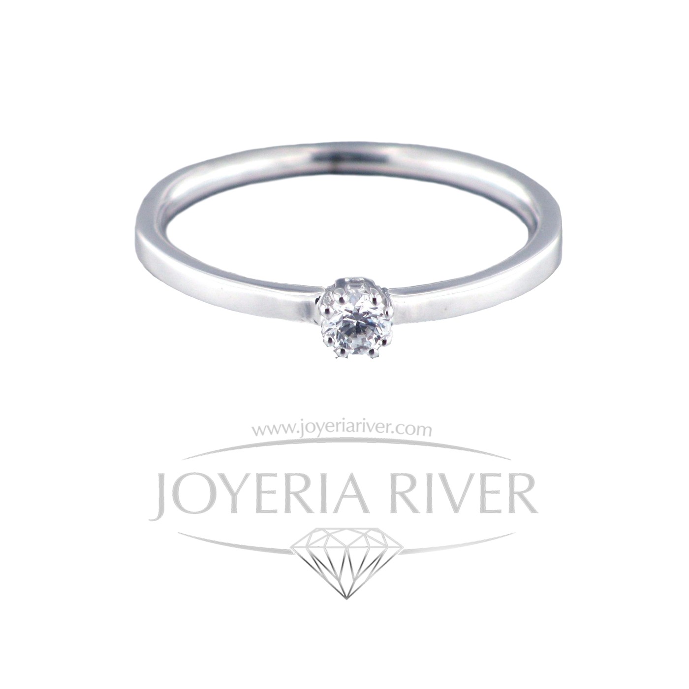 Anillo Oro Blanco Brillantes R560I212 Joyería River