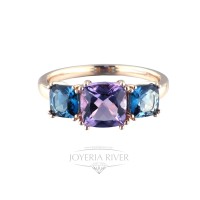 Anillo Oro Rosa London blue y Amatista R542I614 | Joyería River