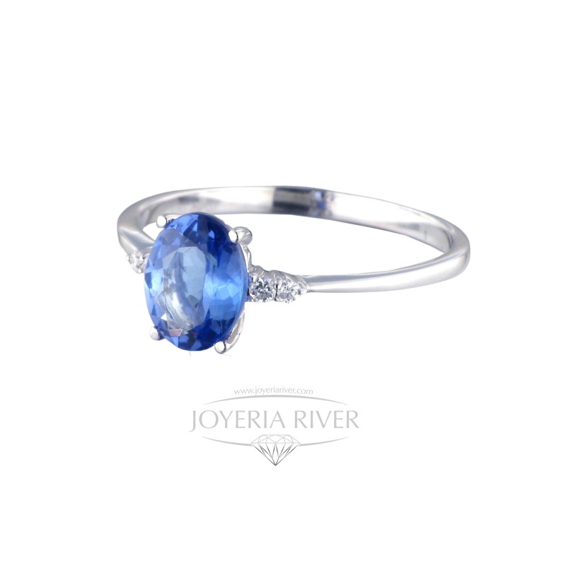 Anillo Oro Blanco Brillantes Tanzanita R483I312TZ | Joyería River