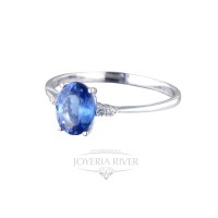 Anillo Oro Blanco Brillantes Tanzanita R483I312TZ | Joyería River