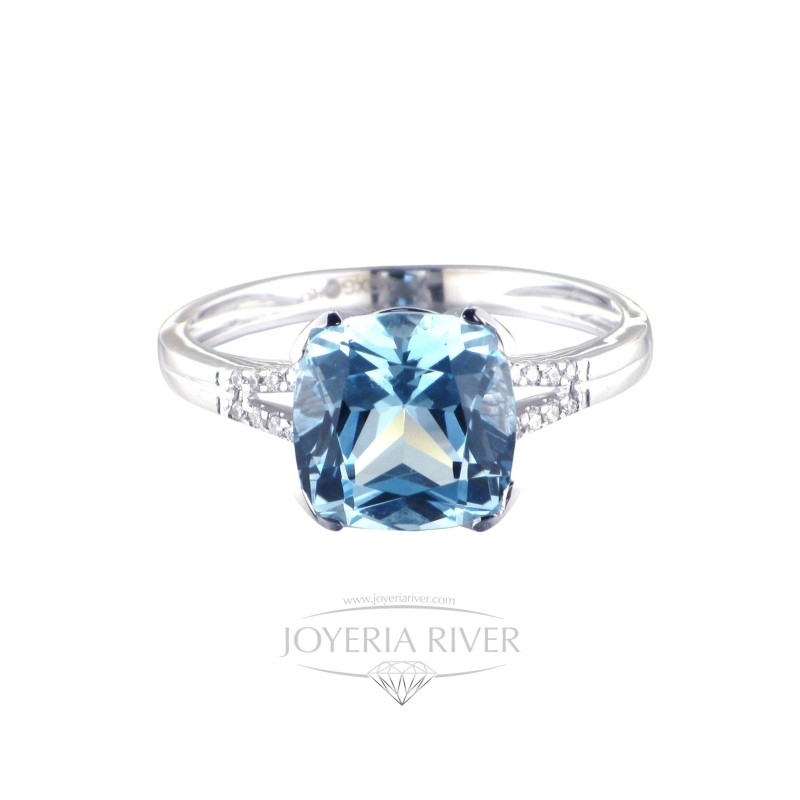 Anillo Oro Blanco Brillantes Topacio R488I212 | Joyería River