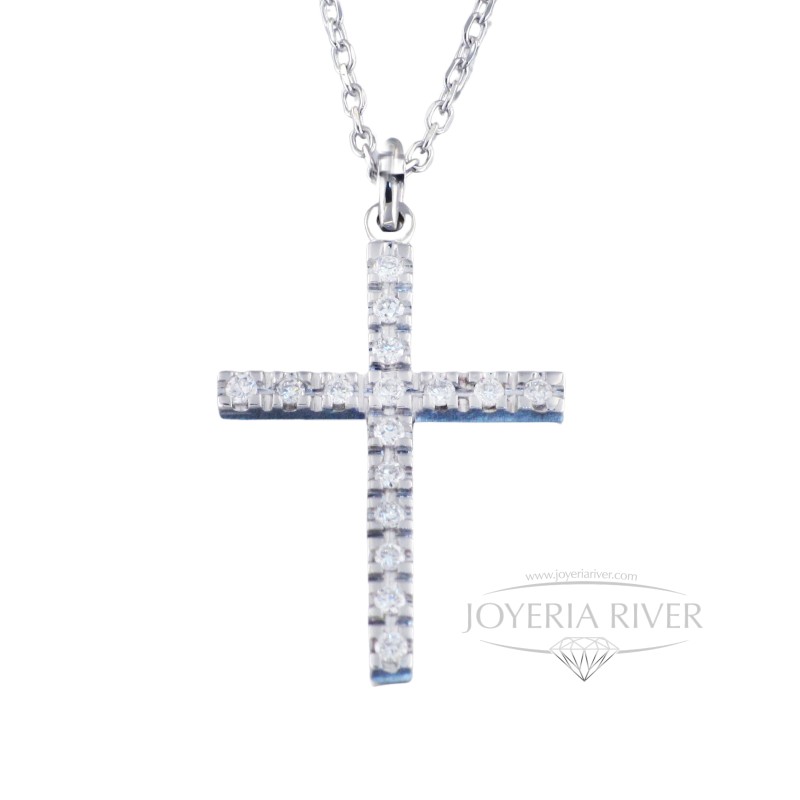 Cruz Oro Blanco Diamantes R370I392 | Joyería River