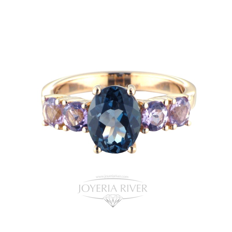 Anillo Oro rosa Topacios y Amatista R557I914 | Joyería River
