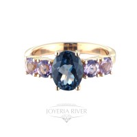 Anillo Oro rosa Topacios y Amatista R557I914 | Joyería River