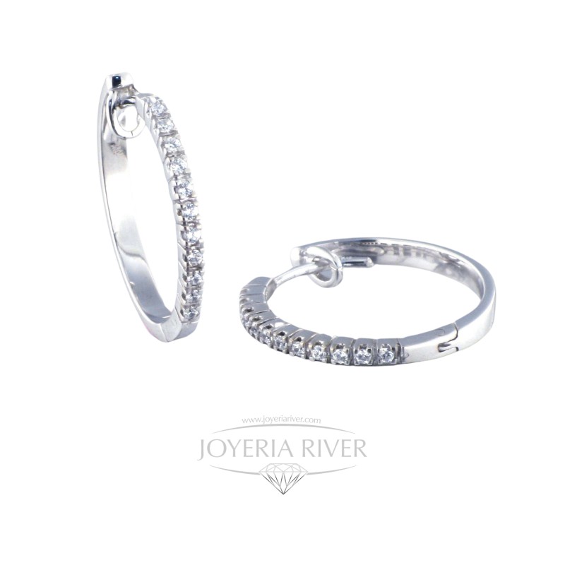 Pendientes Aro Oro Blanco Diamantes R369I822 | Joyería River