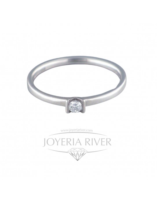 Sortija Oro Blanco Diamante R351I712 | Joyería River