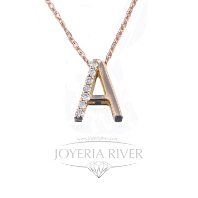 Colgante Oro Rosa Diamantes Letra "A" RE391I034 | Joyería River