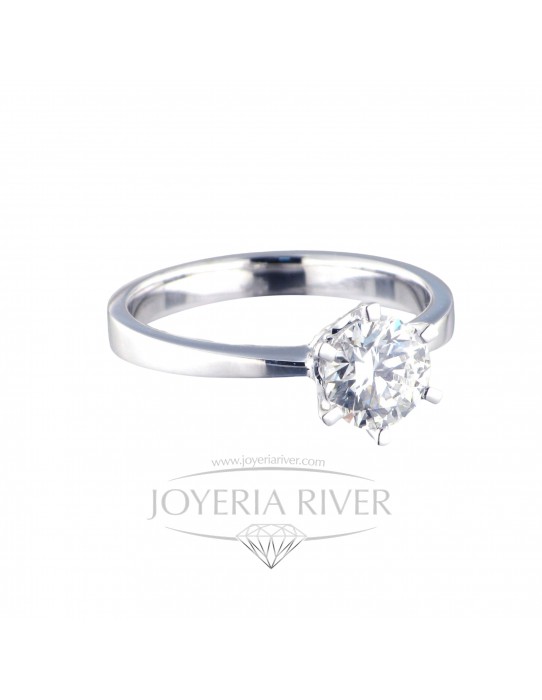 Sortija Oro Blanco y Diamante R508I312 | Joyería River