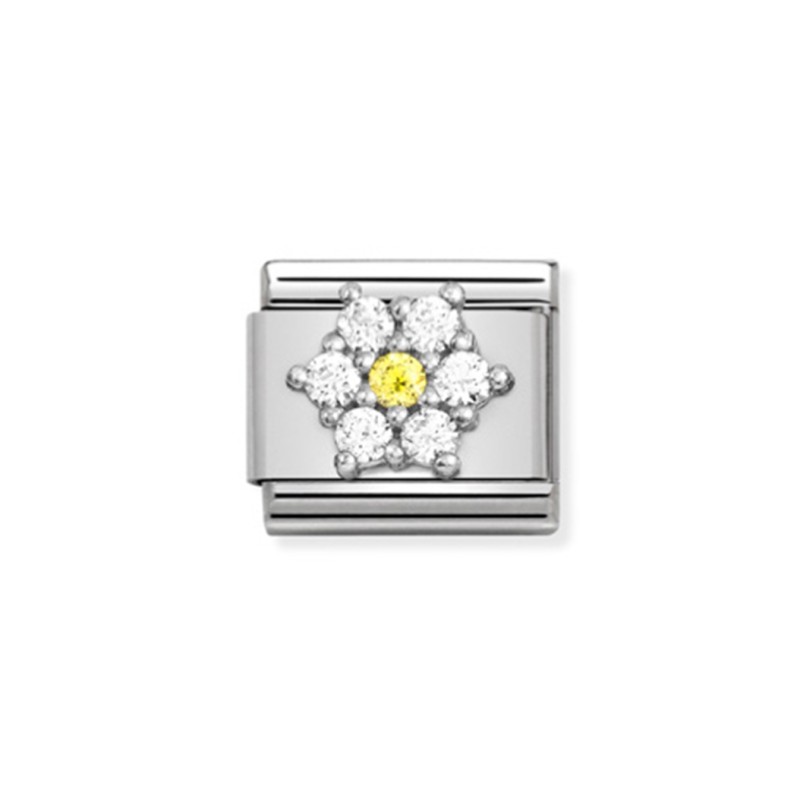 Link Nomination Acero y Plata "Flor Blanca y Amarilla"330322 01 | J...