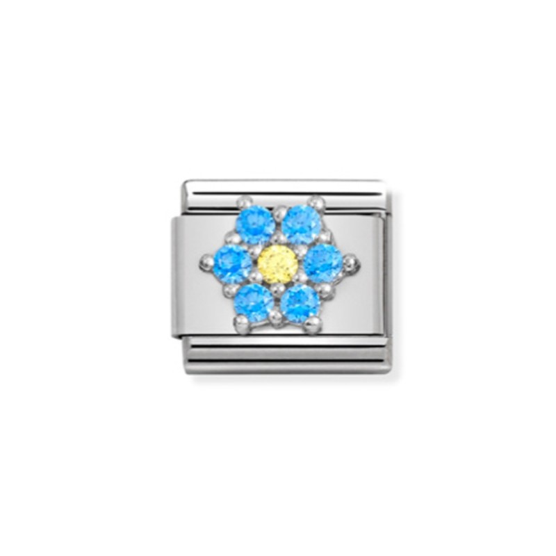 Link Nomination Acero y Plata "Flor Azul y Amarilla" 330322 04 | Jo...