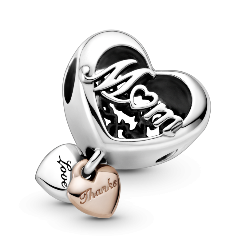 Charm Plata de Ley y Rose Corazón Gracias Mamá 789372C00 | Joyería ...