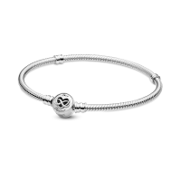 Pulsera Pandora Moments Plata Cadena de Serpiente Cierre de Corazón...