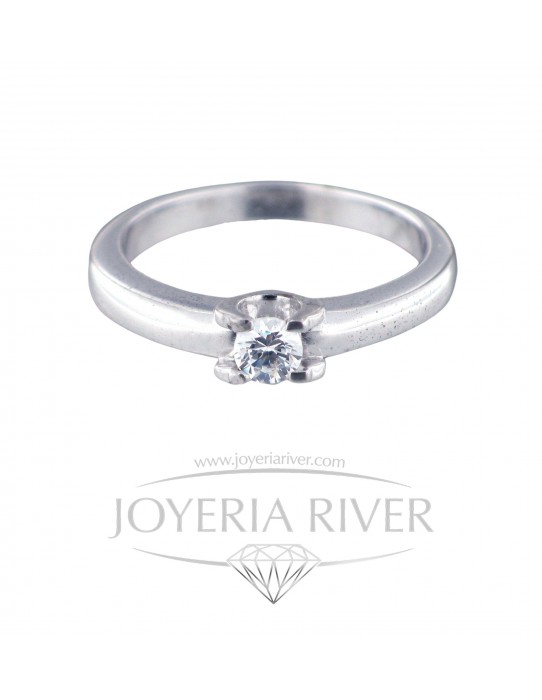Sortijja Oro Blanco y Diamante R956I412 | Joyería River