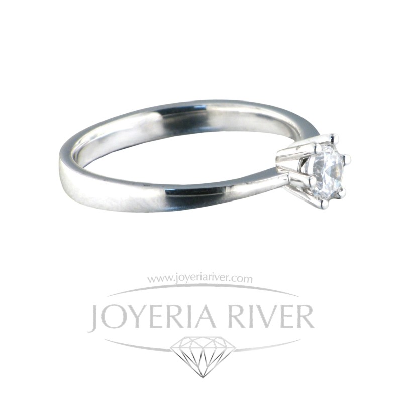Sortija Oro Blanco y Diamante HVS1 | Joyería River
