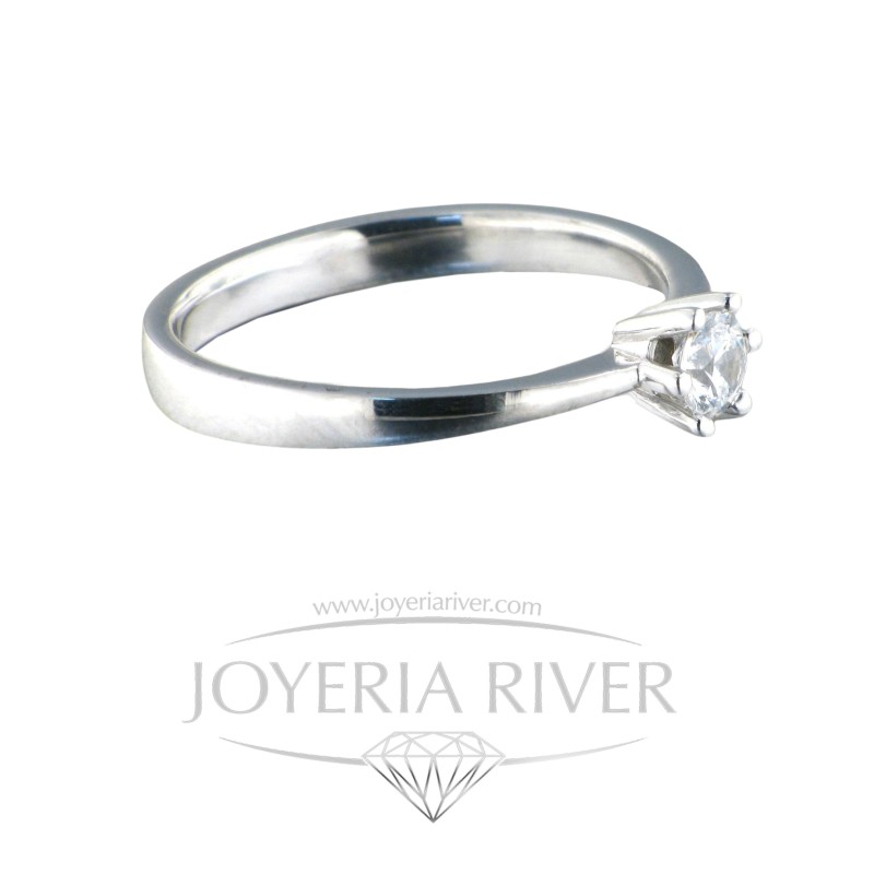 Sortija Oro Blanco y Diamante R463I712 | Joyería River