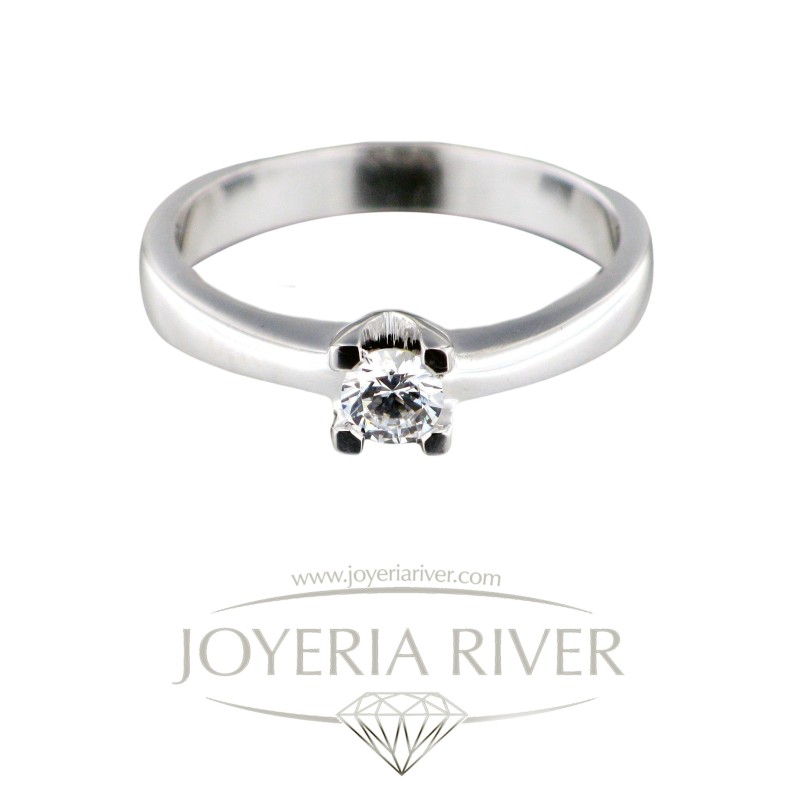 Sortija Oro Blanco y Diamante R211I612 | Joyería River