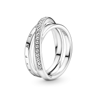 Anillo Cruzado Triple Banda en Pavé 199057C01 | Joyería River