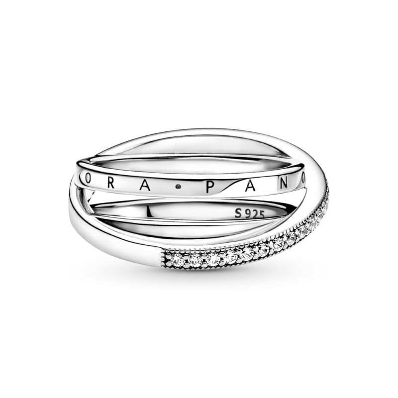 Anillo Cruzado Triple Banda en Pavé 199057C01 | Joyería River