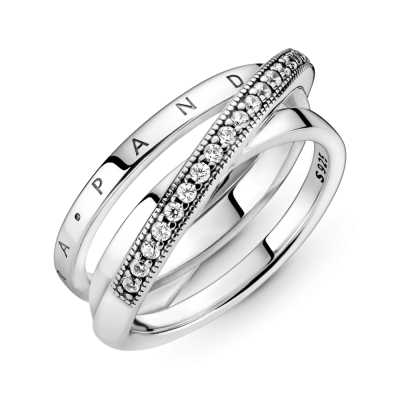 Anillo Cruzado Triple Banda en Pavé 199057C01 | Joyería River