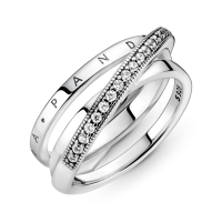 Anillo Cruzado Triple Banda en Pavé 199057C01 | Joyería River