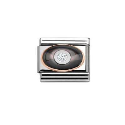 Link Nomination Acero y Oro Rosa "Ovalo negro" 430504 03 | Joyería ... 2