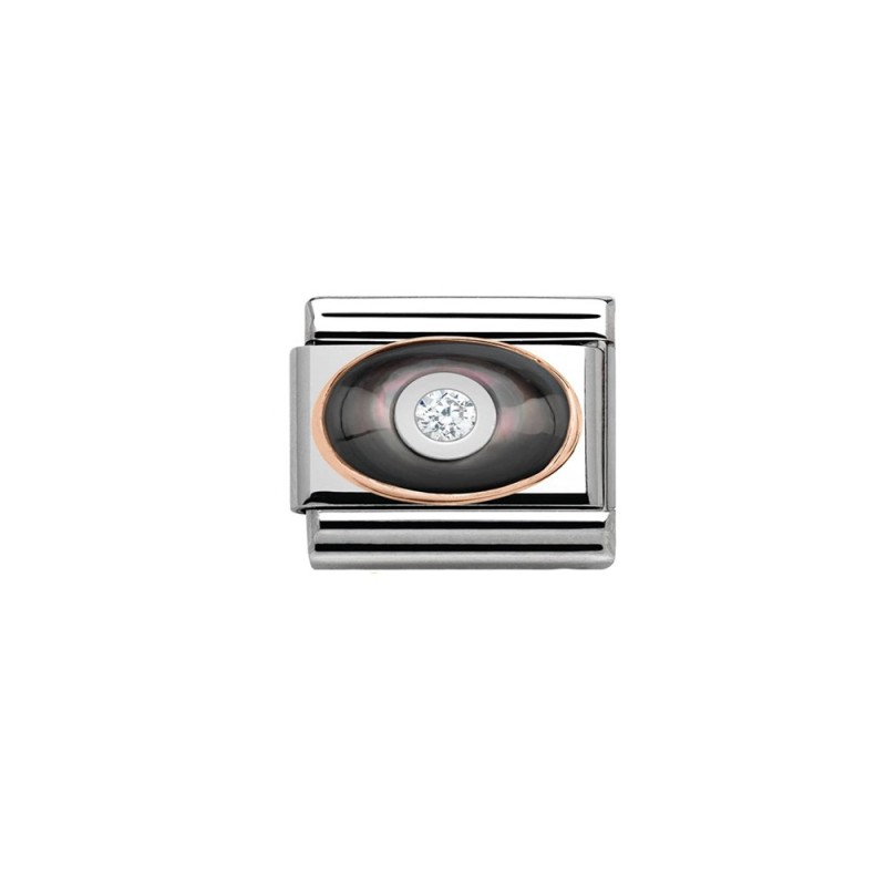 Link Nomination Acero y Oro Rosa "Ovalo negro" 430504 03 | Joyería ...