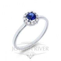 Sortija Oro Blanco Diamantes y Zafiro R415I812 | Joyería River