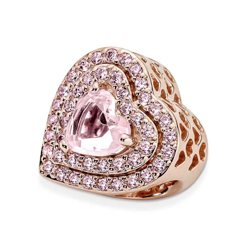 Charm Pandora Rosa Corazón Nivelado Brillante 789218C01 | Joyería R...