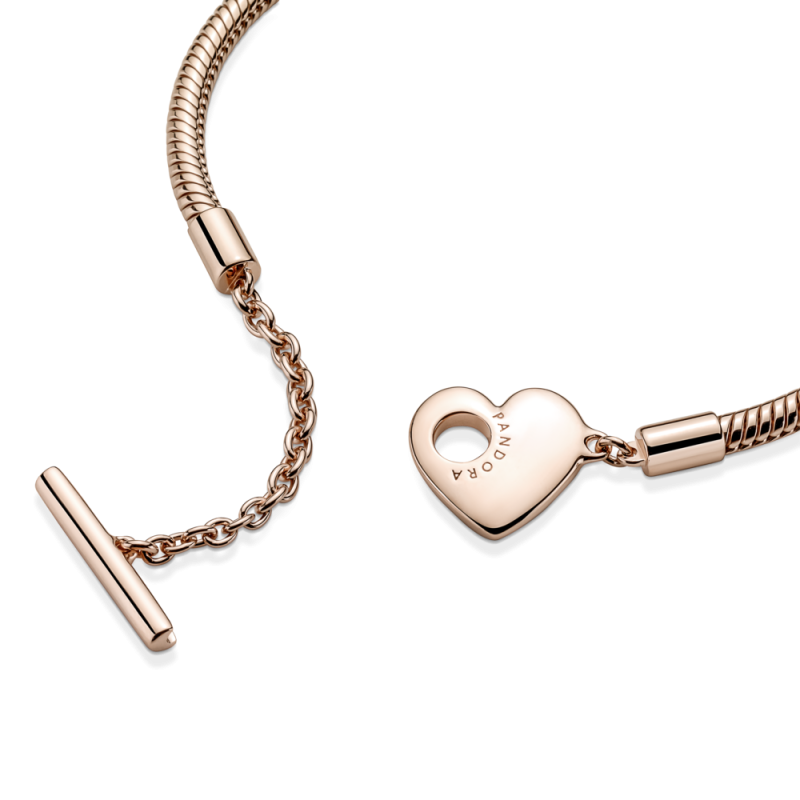 Pulsera Pandora Moments Cierre en T y Corazón Rosa 589285C00 | Joye...