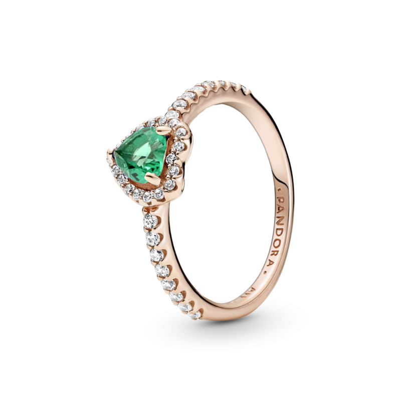 Anillo Pandora Rosa Corazón Brillante Elevado Verde 188421C03 | Joy...