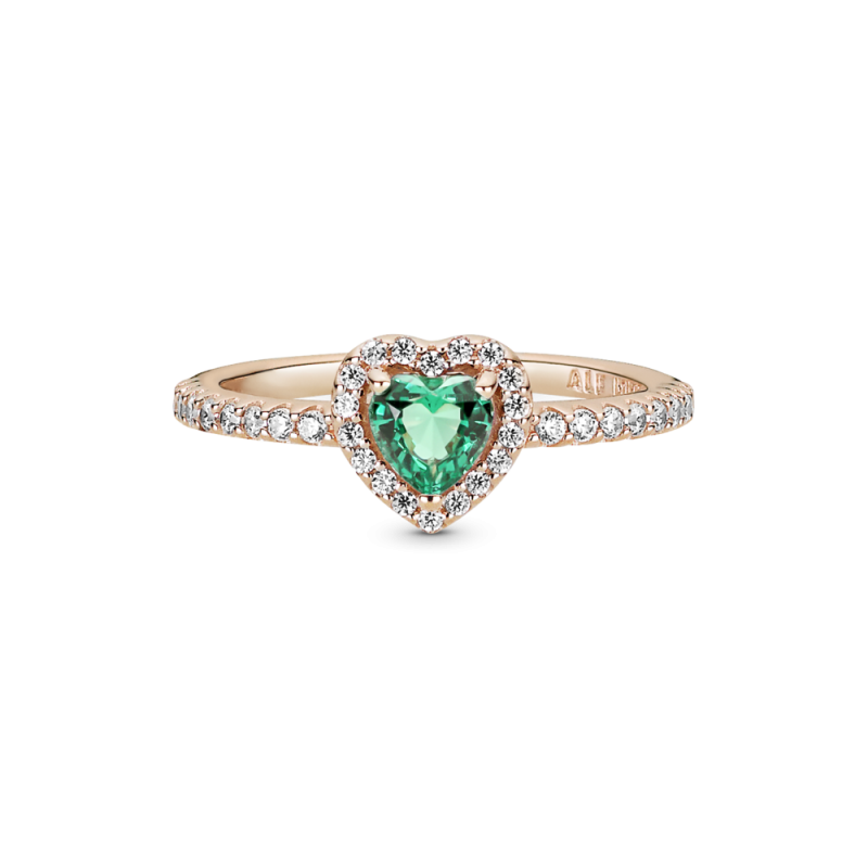 Anillo Pandora Rosa Corazón Brillante Elevado Verde 188421C03 | Joy...