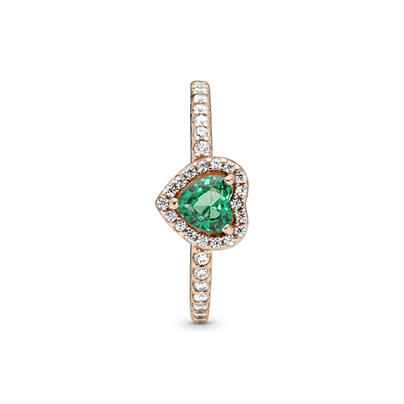 Anillo Pandora Rosa Corazón Brillante Elevado Verde 188421C03 | Joy...