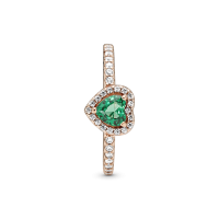 Anillo Pandora Rosa Corazón Brillante Elevado Verde 188421C03 | Joy...