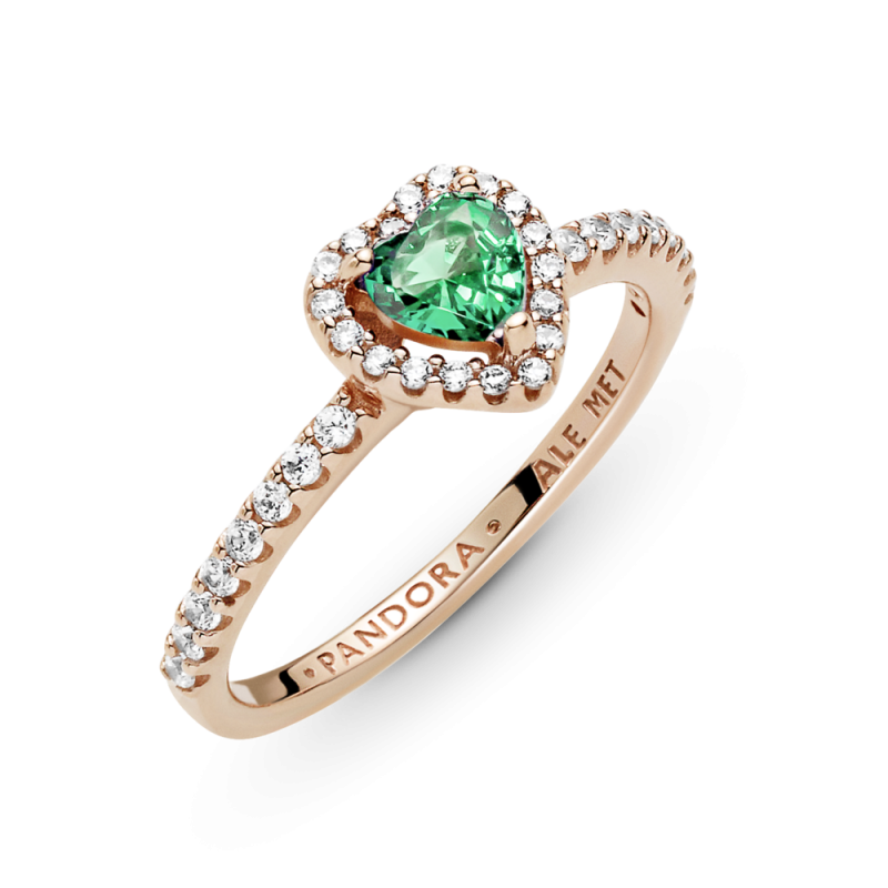 Anillo Pandora Rosa Corazón Brillante Elevado Verde 188421C03 | Joy...