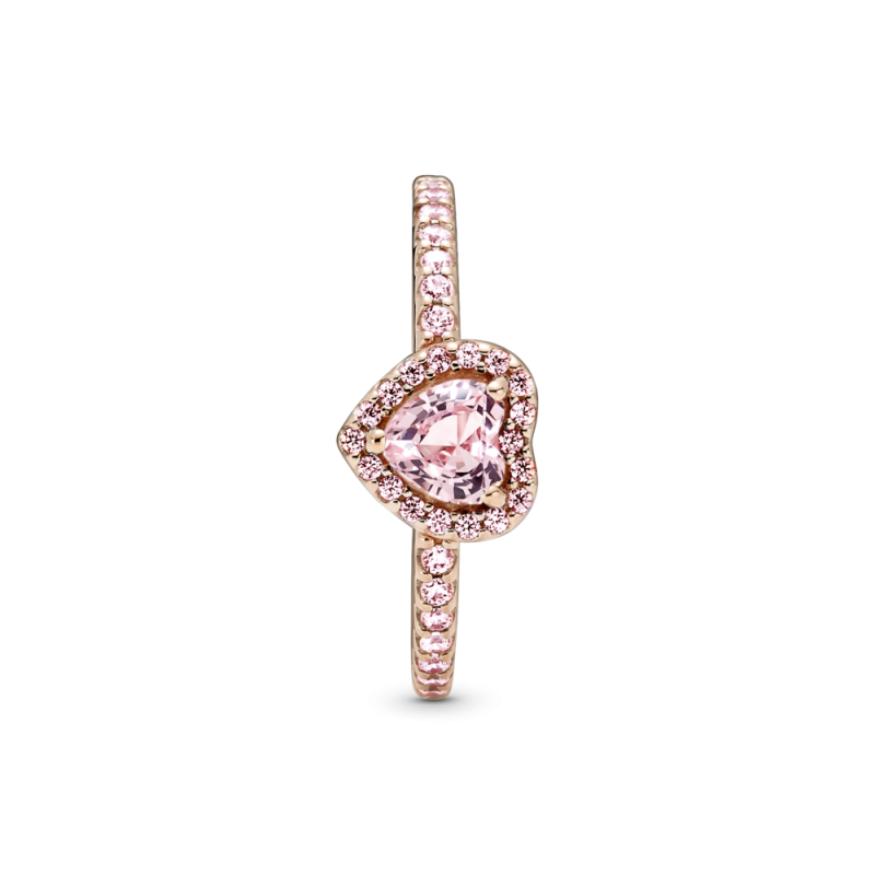 Anillo Pandora Rosa Corazón Brillante Elevado Rosa 188421C04 | Joye...