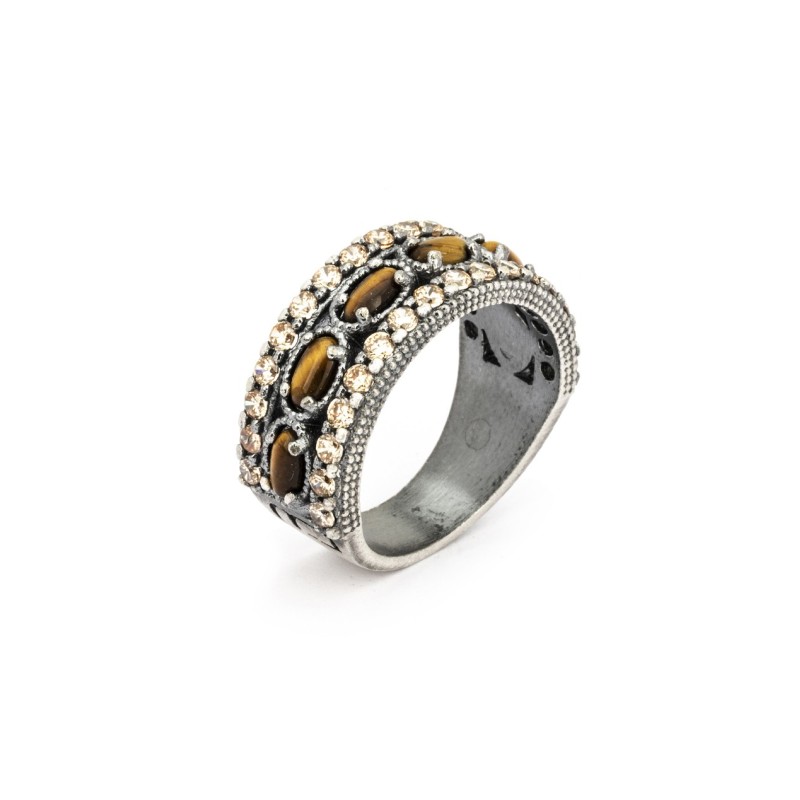 Anillo Raive Plata Ojo de Tigre Circonitas 15318 | Joyería River