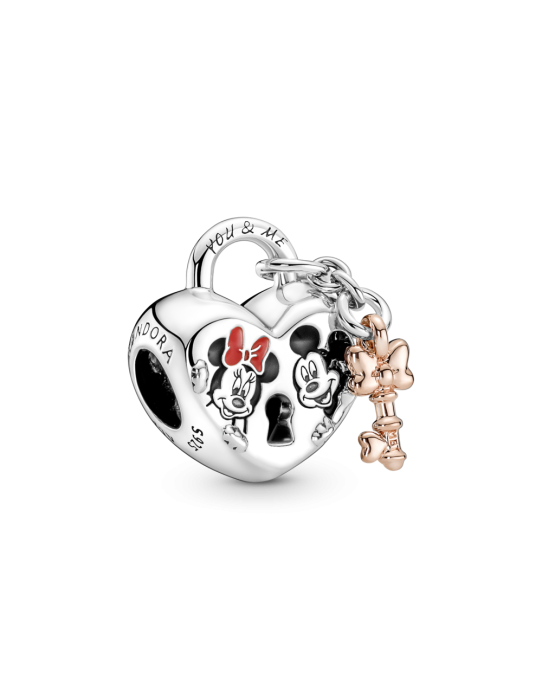 Charm Pandora Plata y Rosé Candado Mickey & Minnie Mouse de Disney 780109C01
