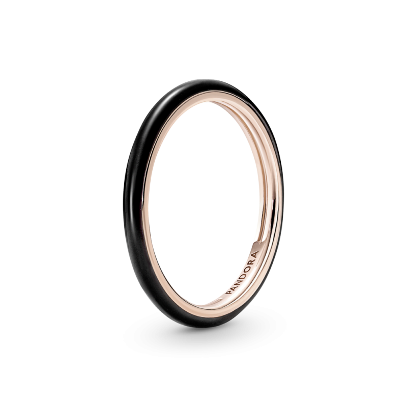 Anillo Pandora Me Rosé y Esmalte Negro 189655C01 | Joyería River