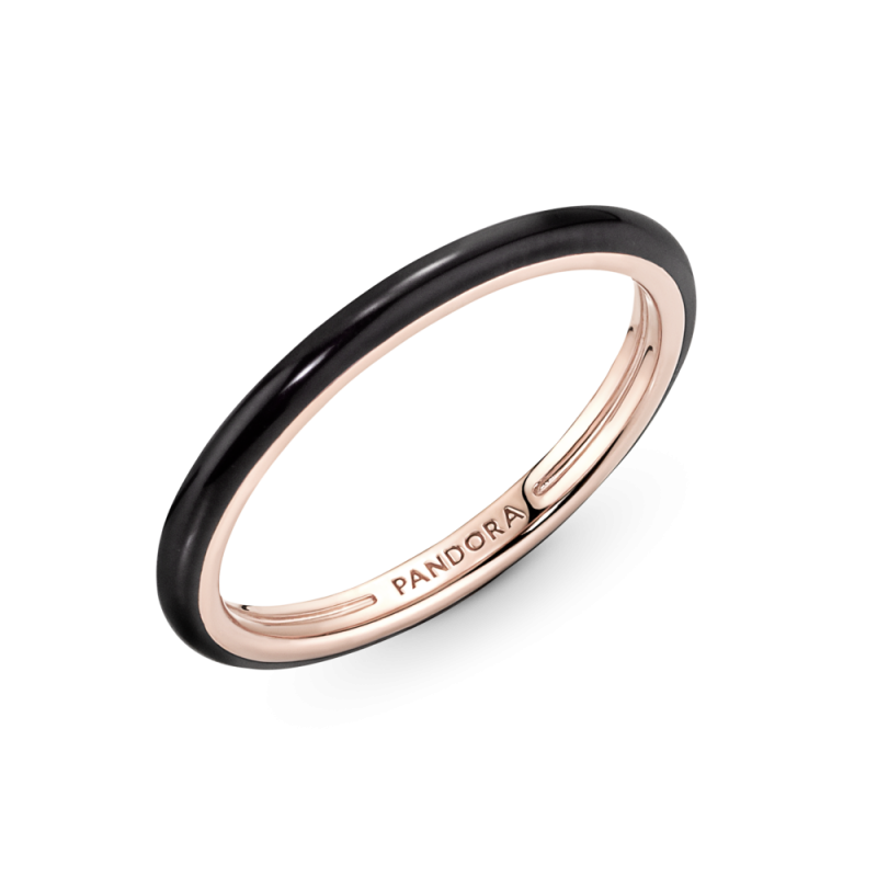 Anillo Pandora Me Rosé y Esmalte Negro 189655C01 | Joyería River