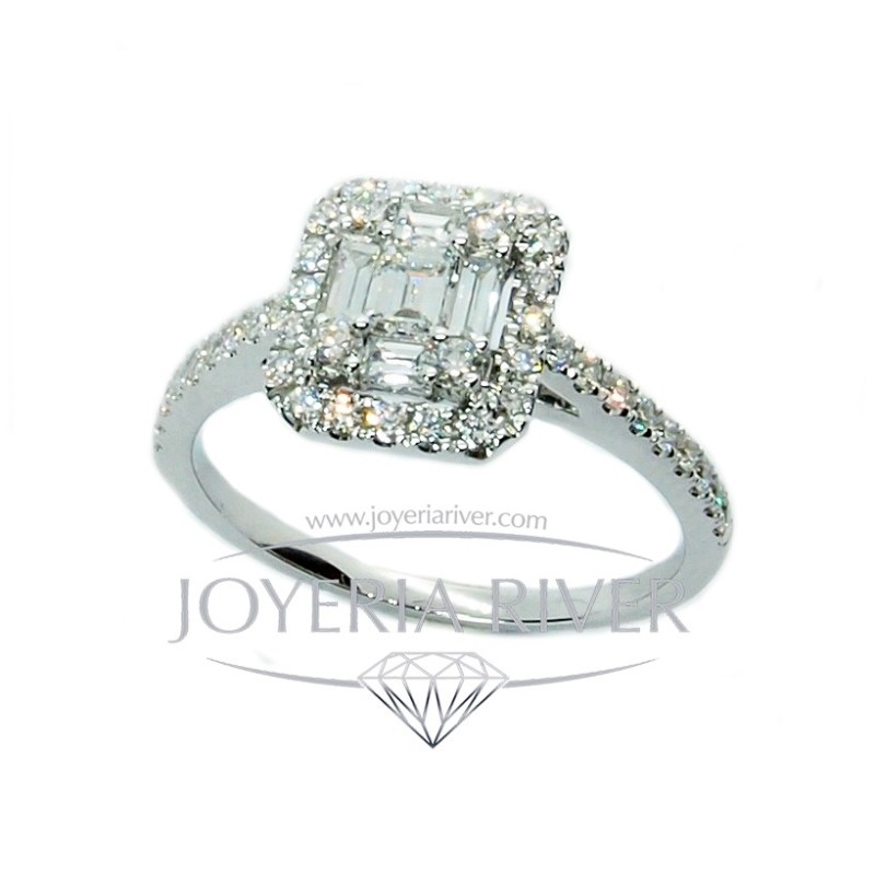 Sortija Oro Blanco y Diamantes RA39I15 | Joyería River