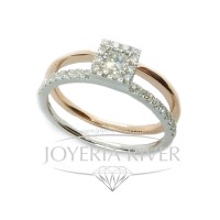 Sortija Oro Blanco y Rosa con Diamantes RA38I28 | Joyería River