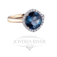 Sortija Oro Rosa Diamantes y Zafiro R433I214 | Joyería River