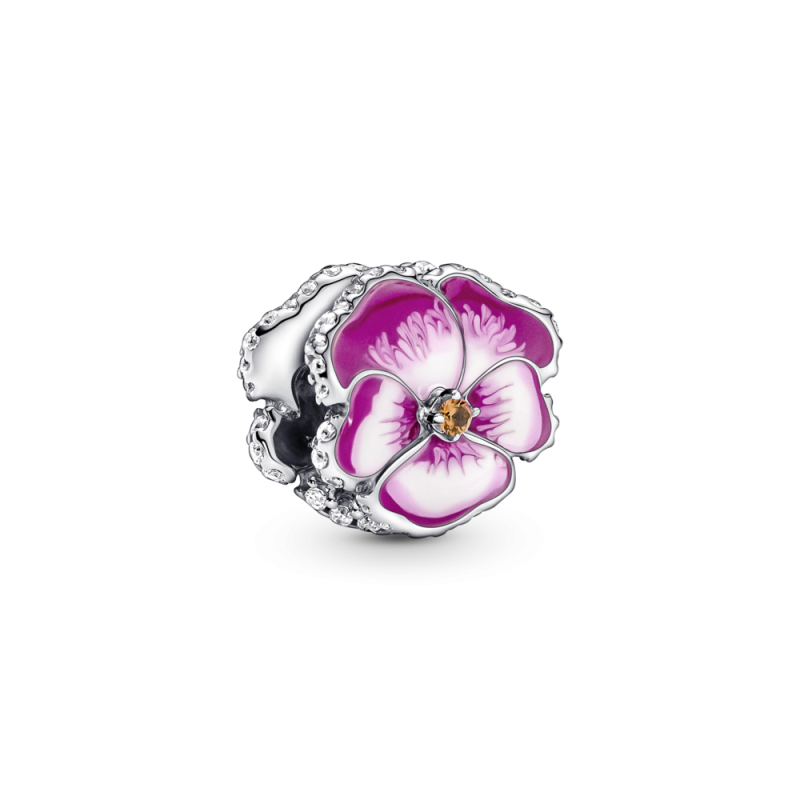 Charm Pandora plata Flor Pensamiento Rosa 790777C01 | Joyería River
