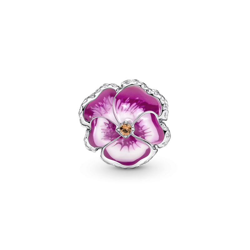 Charm Pandora plata Flor Pensamiento Rosa 790777C01 | Joyería River