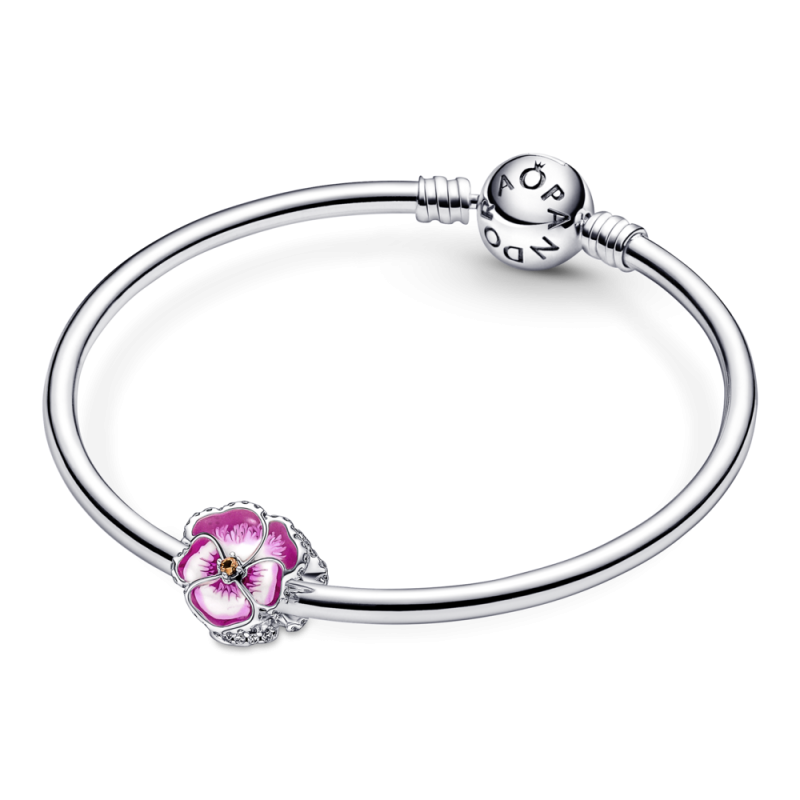 Charm Pandora plata Flor Pensamiento Rosa 790777C01 | Joyería River